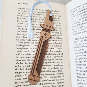 Star Wars Rebels Kanan Jarrus Lightsaber Bookmark with Tassel Laser Engraved Alder Wood Light Saber Book Mark Caleb Dume image 3