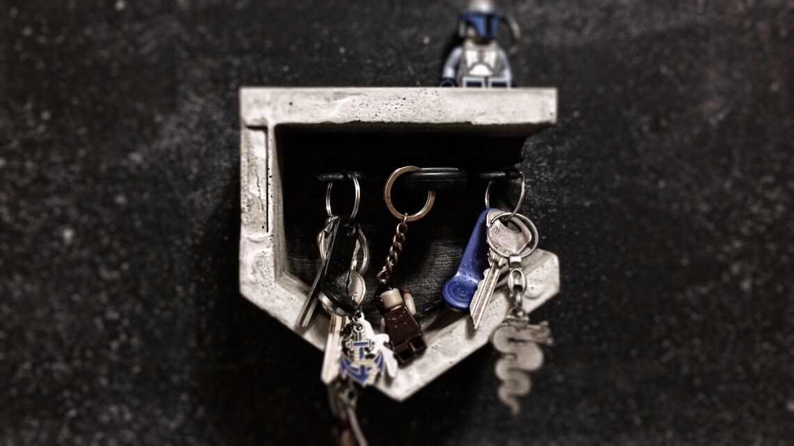 Concrete and Wood Key Holder Etsy