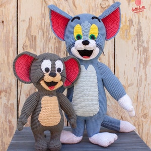 Katze und Maus Häkelanleitung: Amigurumi PDF (Englisch, Deutsch, Französich, Spanisch