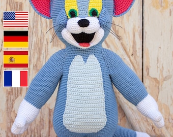 Cat Amigurumi Crochet Pattern: Tom Inspired, 16-Inch Toy (PDF Pattern)
