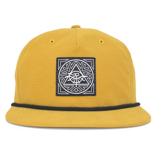 5 Panel Hat, Mustard Yellow Geometric Hat, Five Panel Cap, Sacred Geometry Gifts
