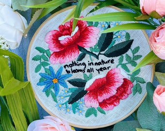 Blumen Stickmuster Anleitung | Intermediate (Anpassbar mit Zitat)