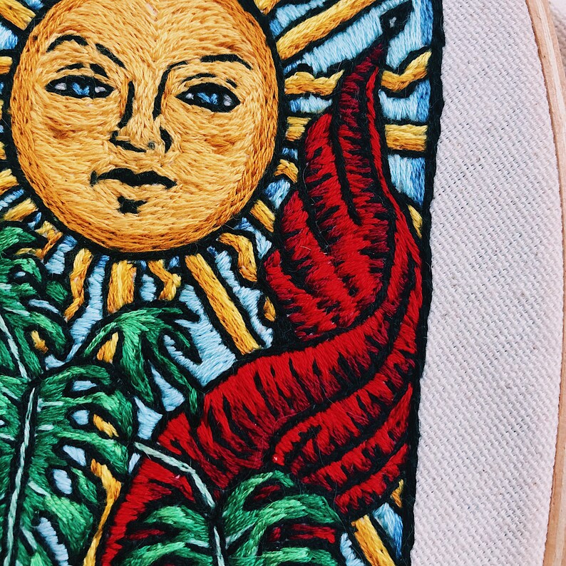 Sun tarot card embroidery sybju advanced  etsy Sun tarot card embroidery sybju advanced  etsy