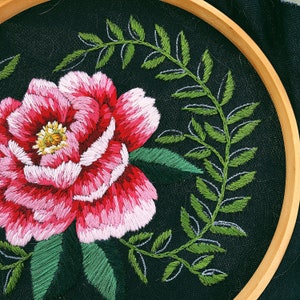 Peony Embroidery Pattern Intermediate Tutorial image 4