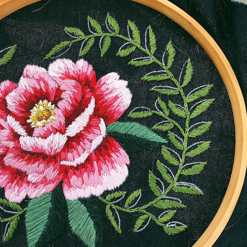 Peony Embroidery Pattern 8 hoop PDF Download Etsy