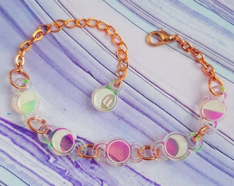 Moonbeam Bracelet - Moon Phase Charm Bracelet - Iridescent Colour Changing Jewellery - Space Bracelet - Delicate Charm Bracelet - Celestial