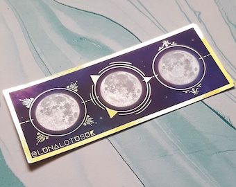Gold Foiled Moon Phase Bookmark - Space Witch Bookmark - Placekeeper Magic