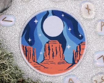 Moonrise Monuments Glow in the Dark Sew On Patch - Monument Valley Patch - Death Valley Patch - Desert Patch