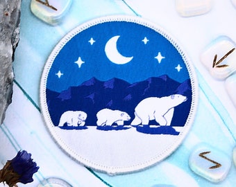 Polar Bear Patch - Glow in the Dark - Mountain Arctic Accessories - Iron On Patch