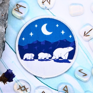 Polar Bear Patch - Glow in the Dark - Mountain Arctic Accessories - Iron On Patch
