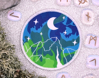 Mythic Mountain Glow in the Dark Sew On Patch - Camping Patch - Adventure Patch - Hiking Outdoors Patch