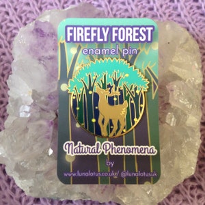 Firefly Forest Hard Enamel Pin Glow in the Dark Enamel Pin Deer Lapel Pin Stag Enamel Pin Tree Enamel Pin Fireflies Pin image 8