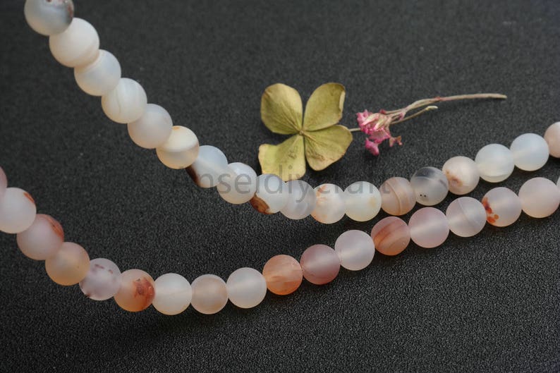 4-12mm Natural Matte Ocean agate Beads Red Smooth Round Gemstone Ocean Chalcedony 4mm 6mm 8mm 10mm 12mm Full Strand Jewelry Making SA