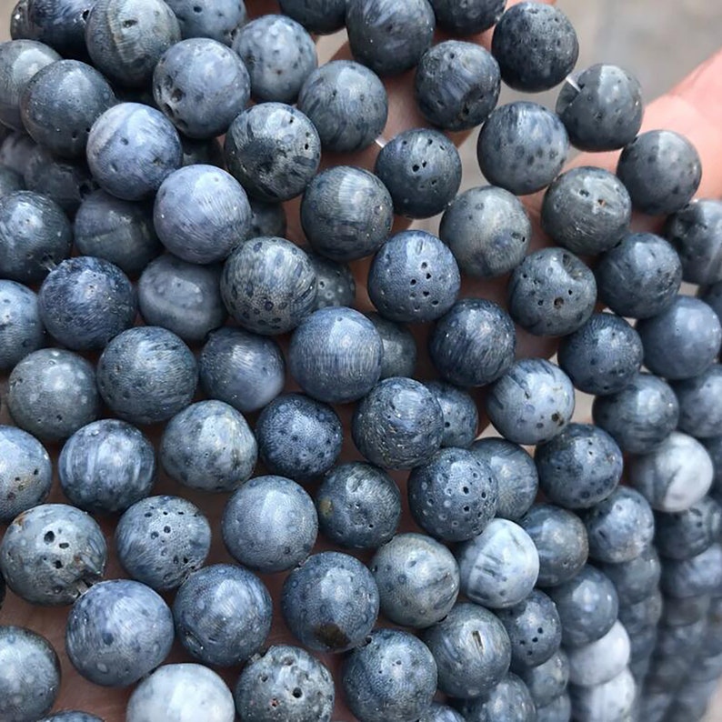 414mm Natural Blue Sponge Coral Beads Supplies Full Strand Etsy