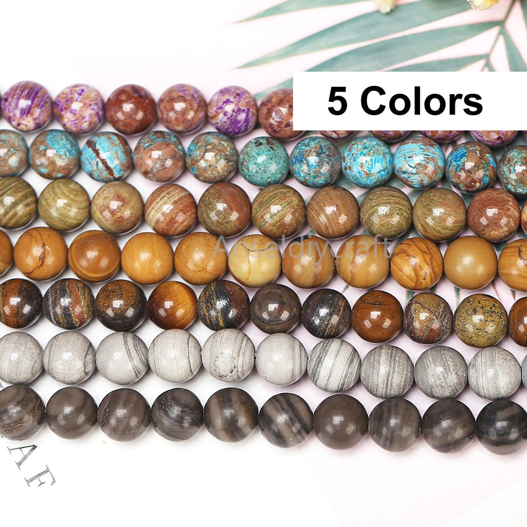 612mm Natural Wood Grain Jasper Beads Supplies 6mm 8mm 10mm 12mm
