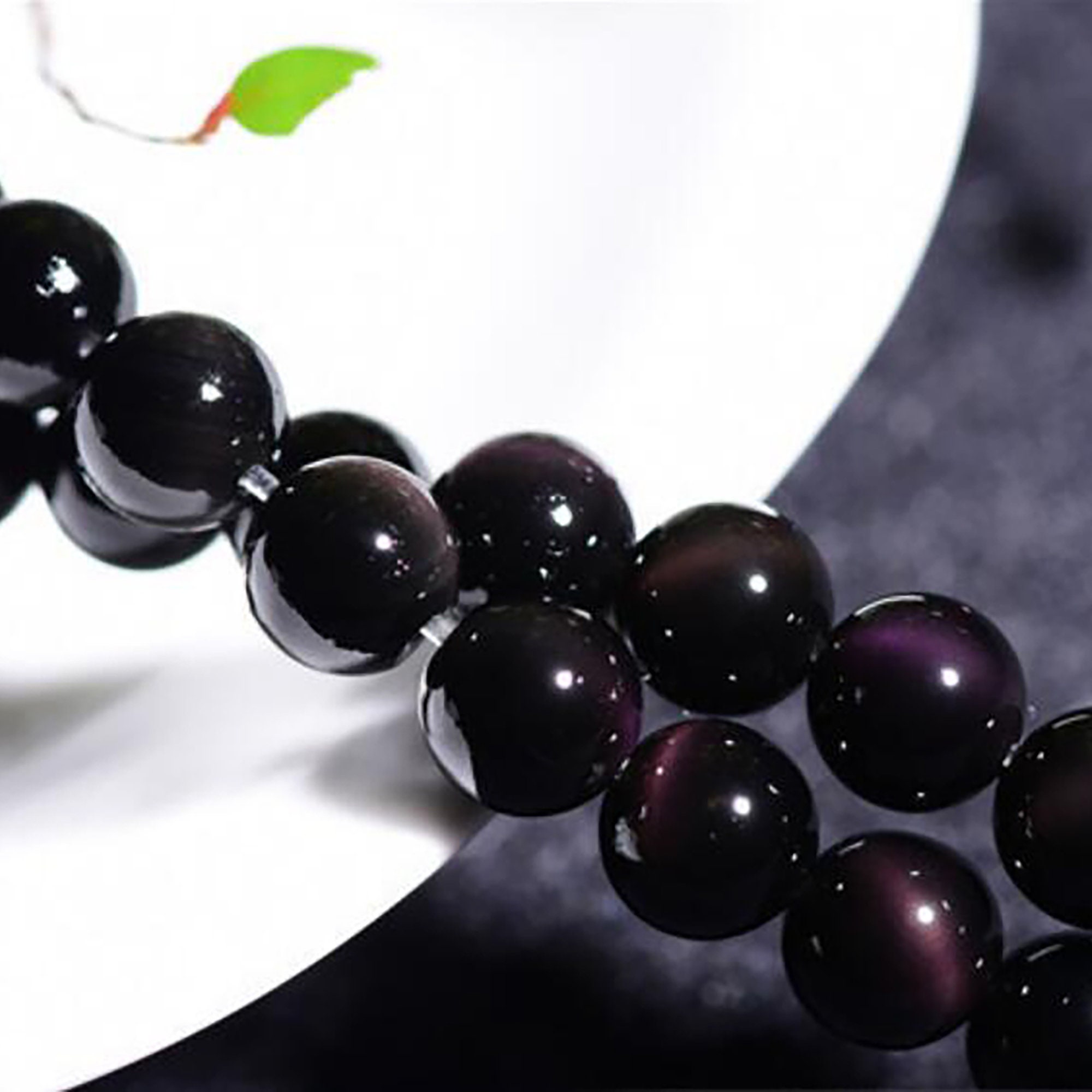 8-18mm Natural Black Obsidian Beads Green Purple Eye Grade - Etsy