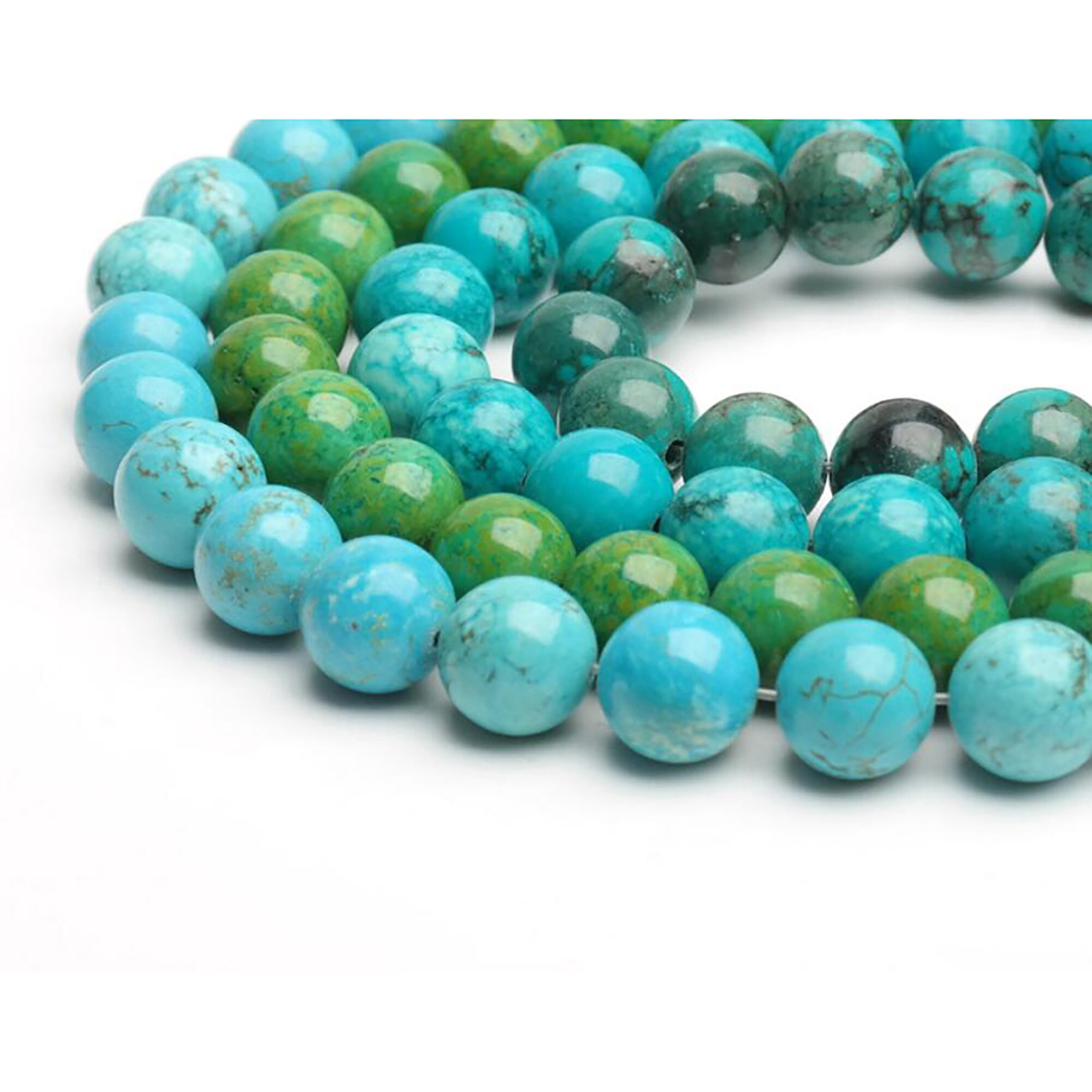 Smooth Natural Stone Blue Turquoises Round Loose Beads 4-16mm For Jewelry Making 