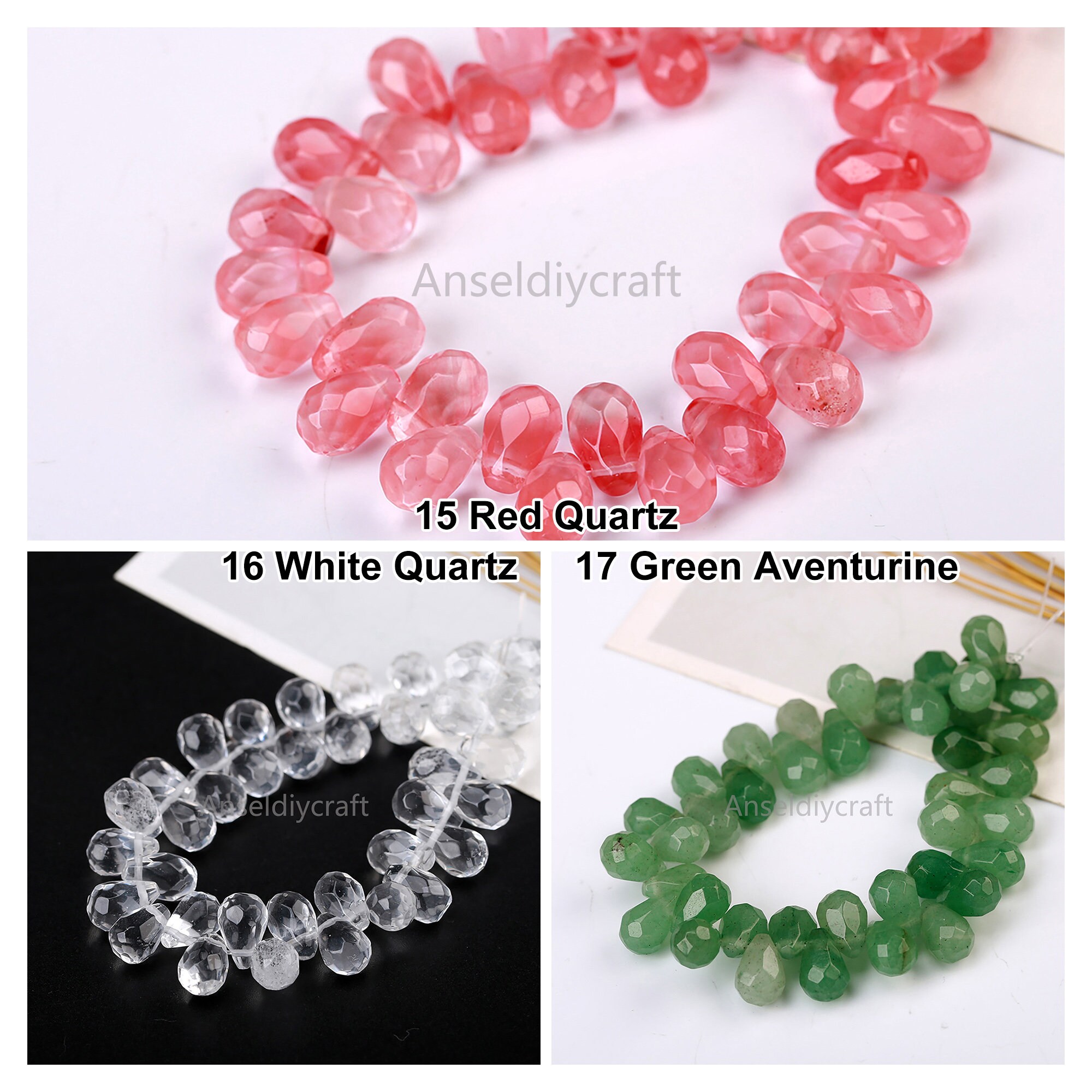 15 812MM Faceted Round Teardrop Beads Natural Green Etsy