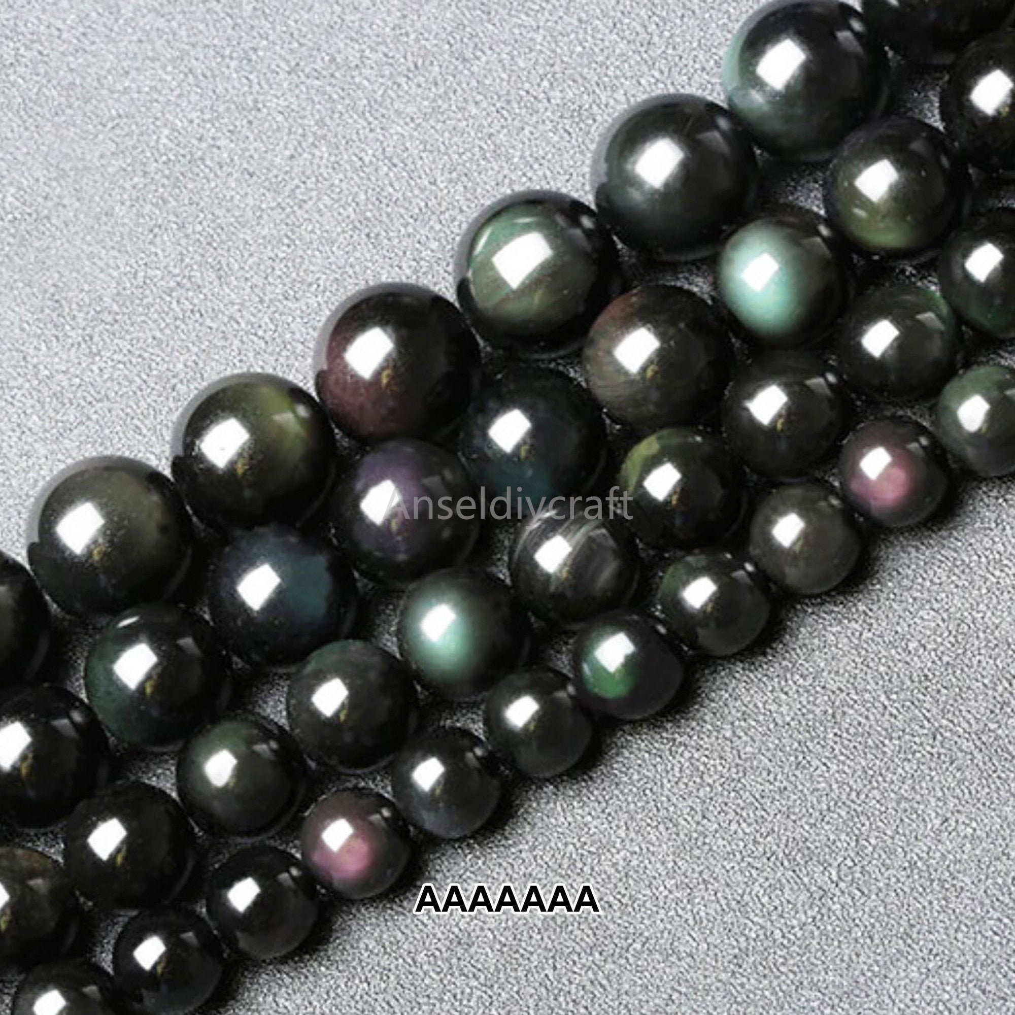 Natural Golden Sheen Obsidian Grade AAA Round Gemstone Loose Beads 6/8/10MM 