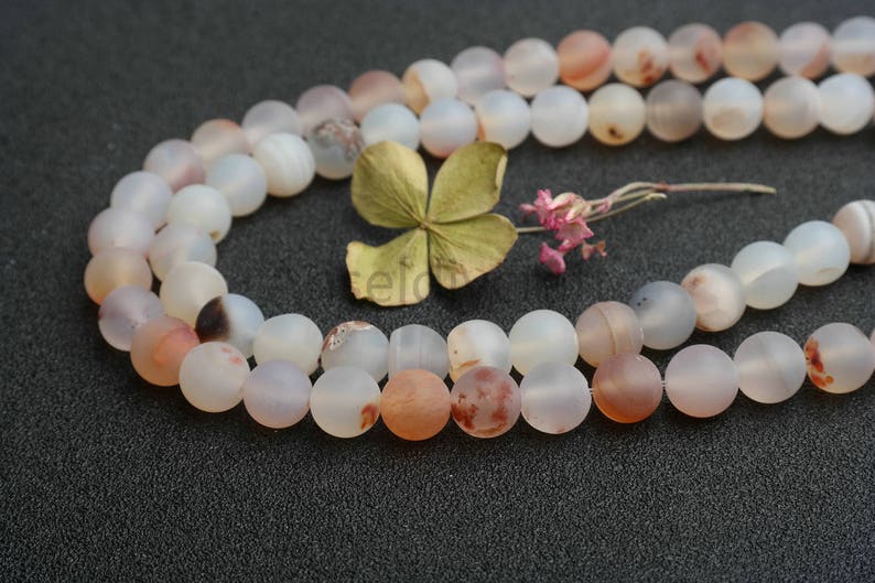 4-12mm Natural Matte Ocean agate Beads Red Smooth Round Gemstone Ocean Chalcedony 4mm 6mm 8mm 10mm 12mm Full Strand Jewelry Making SA