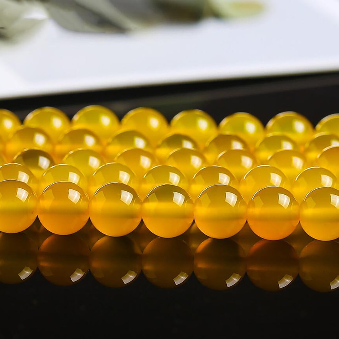 414mm Yellow Agate Beads AAAAA Grade Smooth Round Gemstone Beads