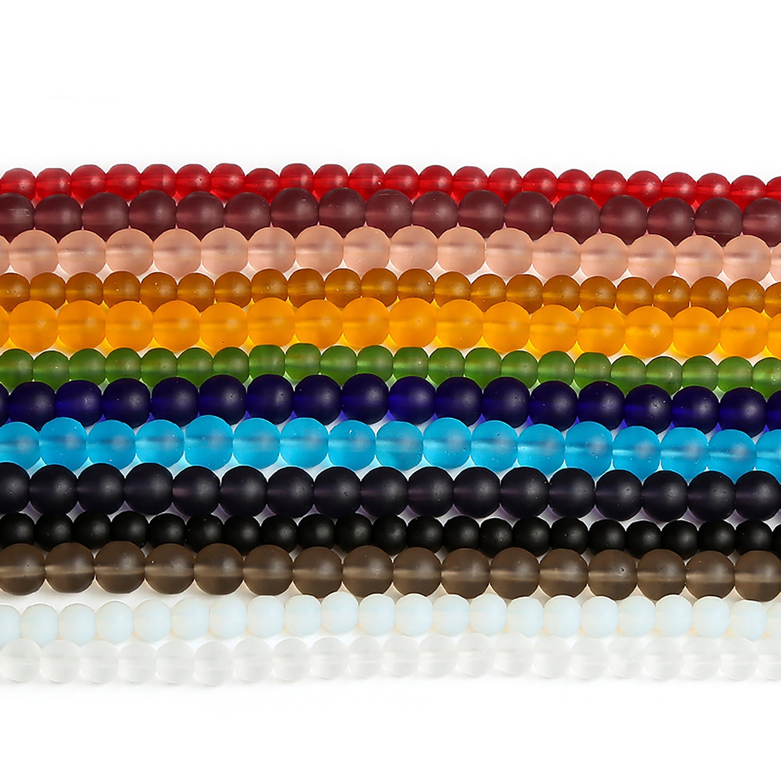 612MM Matte Glass Beads Red Yellow Blue Green Purple White Etsy