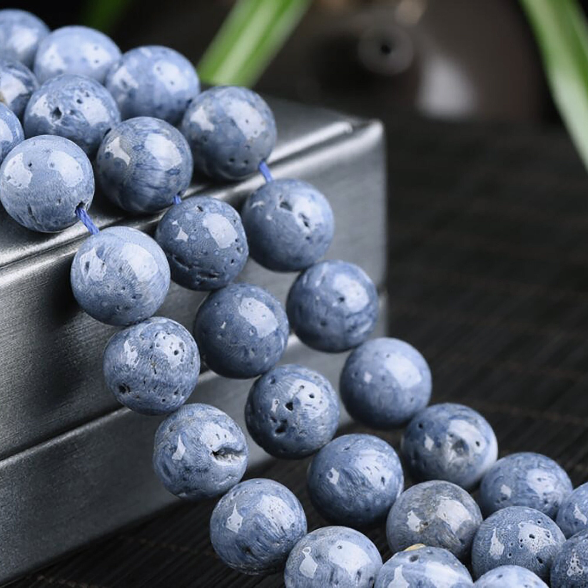 414mm Natural Blue Sponge Coral Beads Supplies Full Strand Etsy