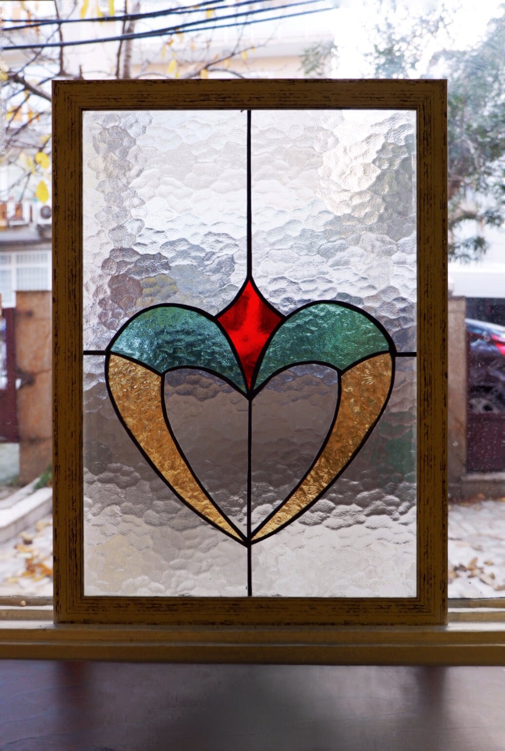 Vintage Stained Glass Suncatcher Stained Glass Panel Custom Etsy