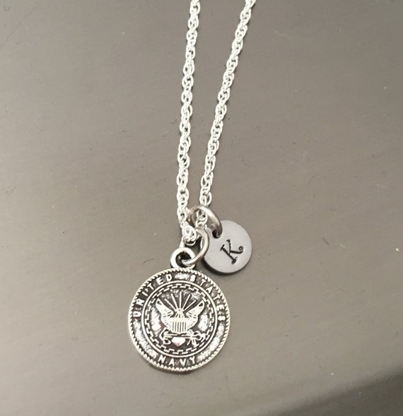 Items similar to United States Navy Charm Hand Stamped Sterling Silver