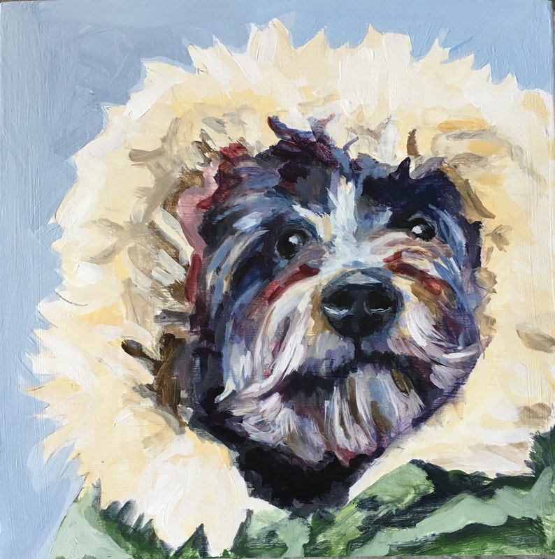 Custom Pet Portrait 6x6 Terrier Custom Dog Painting