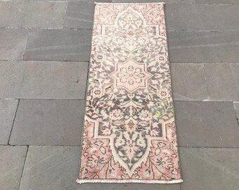 Vintage Turkish Oushak Rug Runner: Small Wool Entryway Rug (1.9x4.5 ft)