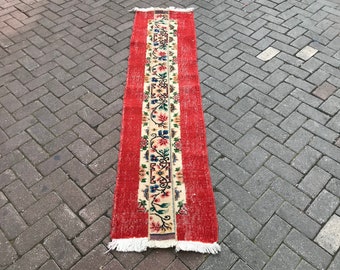 Vintage patchwork Oushak löparmatta: Boho turkisk ullmatta (40 x 2,1 m)