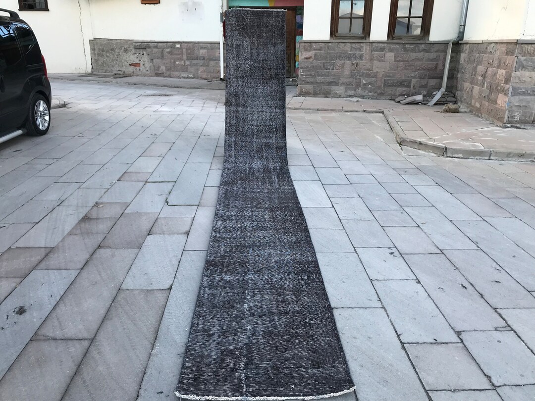 2’5x18’1 Extra Long Runner,dark Grey Runner Rug,hallwayvintage Rug ...
