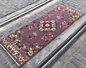 Vintage Oushak Teppichläufer: Türkisches Woll-Wohndekor 60 x 20 cm