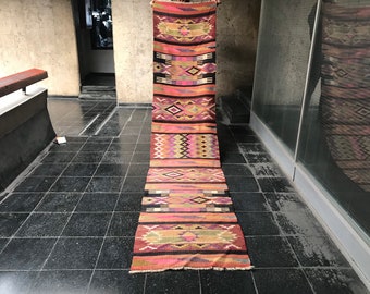 Long runner rug,Vintage oriental runner rug,oushak kilim rug runner,Turkish floor runner rug,2.4X11 Feet,hallway runner rug, home decor rug