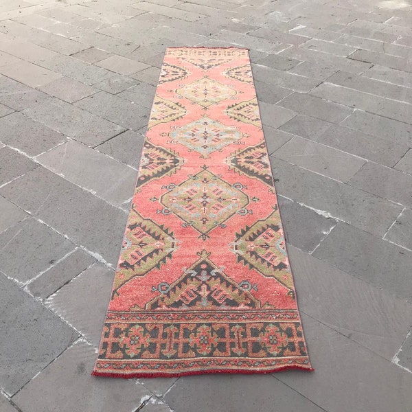 Turkish Runner Rug,Home Living Rugs,Floor Runner Rug,Handmade Runner Rug, Gift Runner,Kitchen Rug Runner, Vintage Oushak Runner,Rug hallway