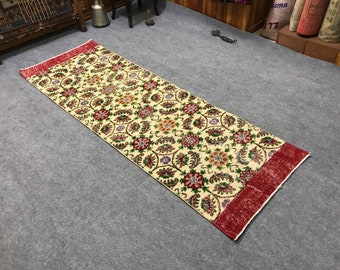 Vintage Oushak Teppichläufer: Türkischer Wollteppich im Flur