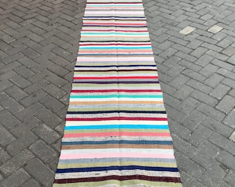 2’3X12’5 Feet,vintage hand woven rug runner/kilim runner rug/runner rug/area runner rug kilim/oushak runner rug/runner oushak hallway runner