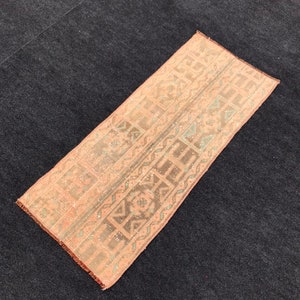 Patchwork Rug Runner: Handmade Bohemian Oushak Turkish Wool Rug (1&#39;6 X 3’8 Feet)