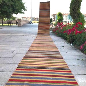 Handmade Turkish Oushak Runner Rug: Extra Long Hallway Rug (2'3 X 27'6 Ft)