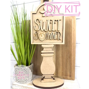 Sweet Summer Insert for Interchangeable Spindle Base | Farmhouse Summer Seasonal Decor | Watermelon DIY Craft Kit | Unfinished Wood Blank