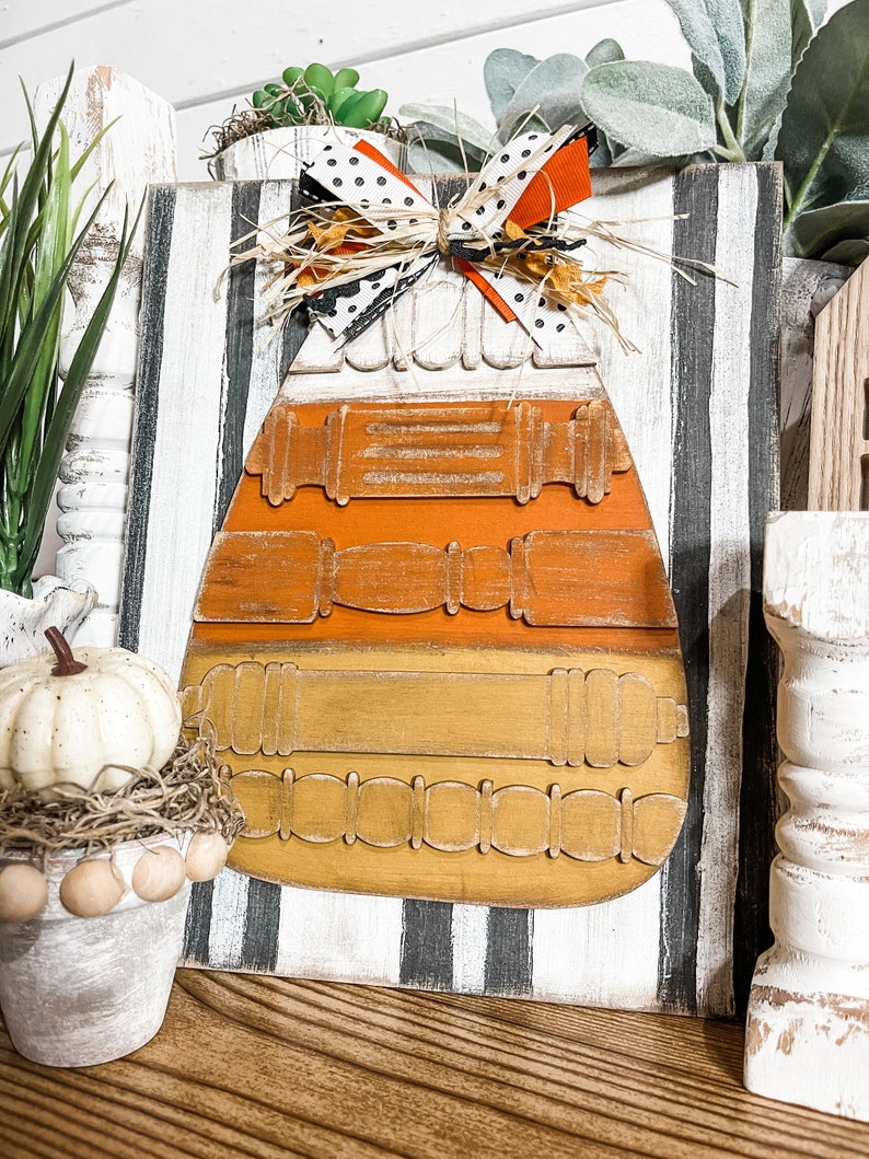 Spindle Candy Corn Crafting DIY Kit | Unfinished Wood Craft Kit | Paint ...