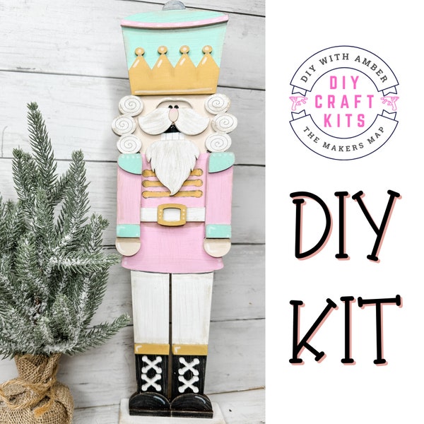 Standing Nutcracker Wood Cut out Blank Kit Paint Your Own Unfinished Wood DIY christmas winter whimsical shelf sitter
