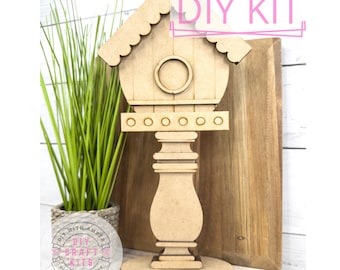 Bird House Insert for Interchangeable Spindle Base | Farmhouse Summer Seasonal Decor | Spring Birdhouse Craft Kit | ck2871