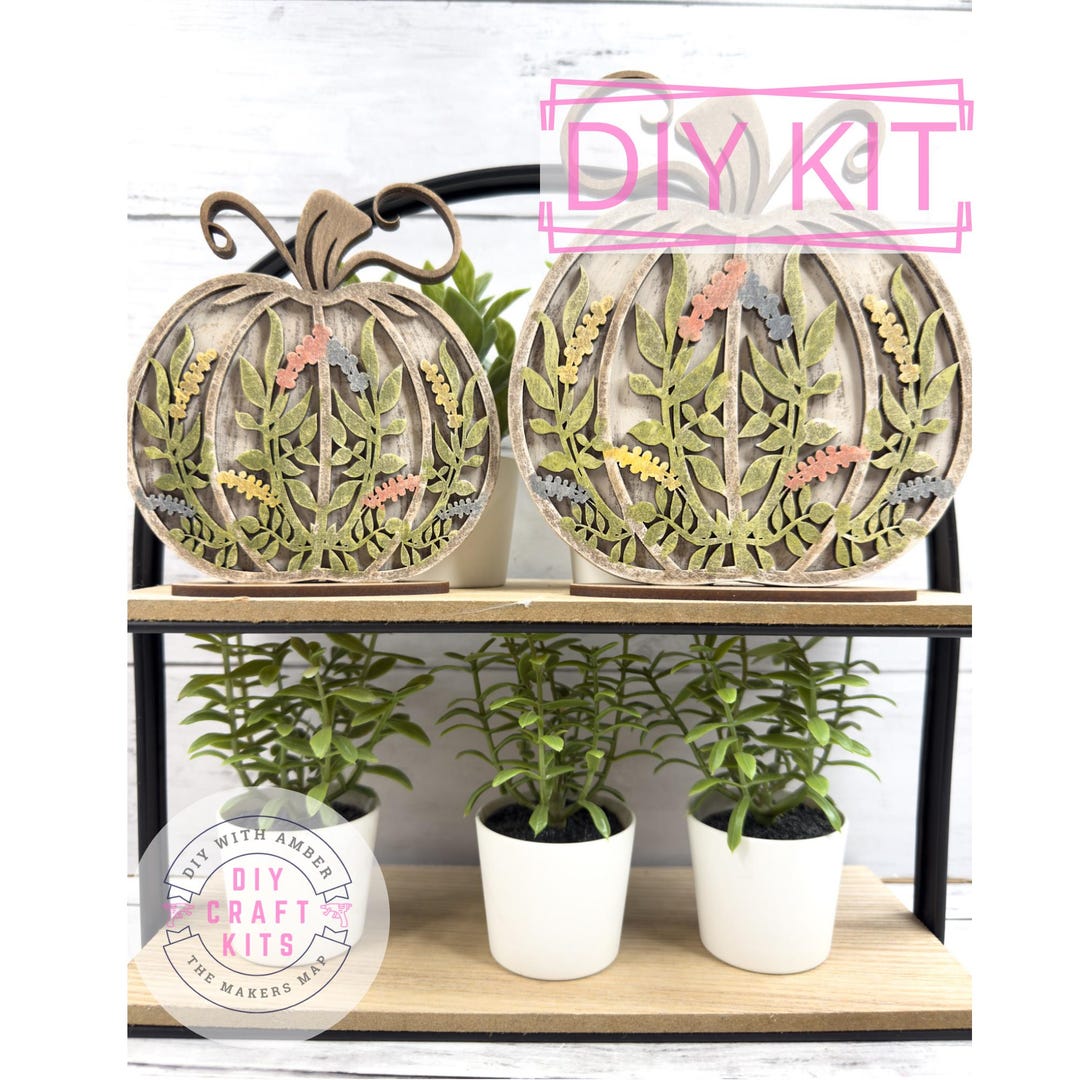 Flourish Pair of Pumpkins DIY Craft Kit | Unfinished Wood Fall Decor ...