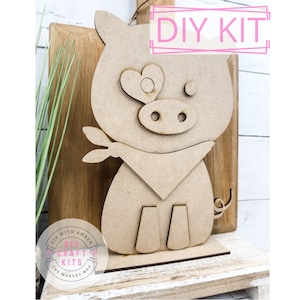 Standing Whimsical Pig DIY Kit | Adult Crafting | Pig Nursery Decor | Farmyard Decor | Kid&#39;s Room Decoration | Whimsy Pig Cutout Craft Kit