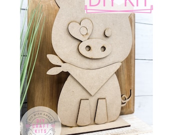 Standing Whimsical Pig DIY Kit | Adult Crafting | Pig Nursery Decor | Farmyard Decor | Kid's Room Decoration | Whimsy Pig Cutout Craft Kit