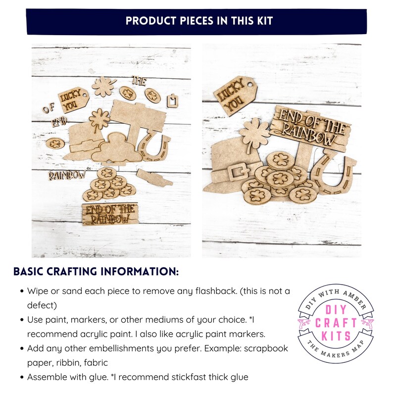 Lucky You Slot Insert for Interchangeable bases DIY Craft Kit | St Patricks Craft Kit | Unfinished Wood Blank | St Patty Day Decor | image 2