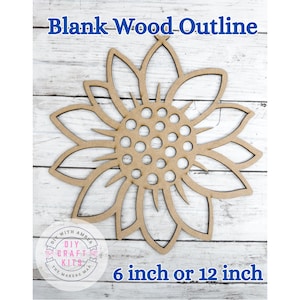 Unfinished Style 24 Sunflower Cut wood Outline Frame Blank DIY | Wooden Flower Sun Catcher | Resin Crushed Glass Decor | Faux Stained Glass