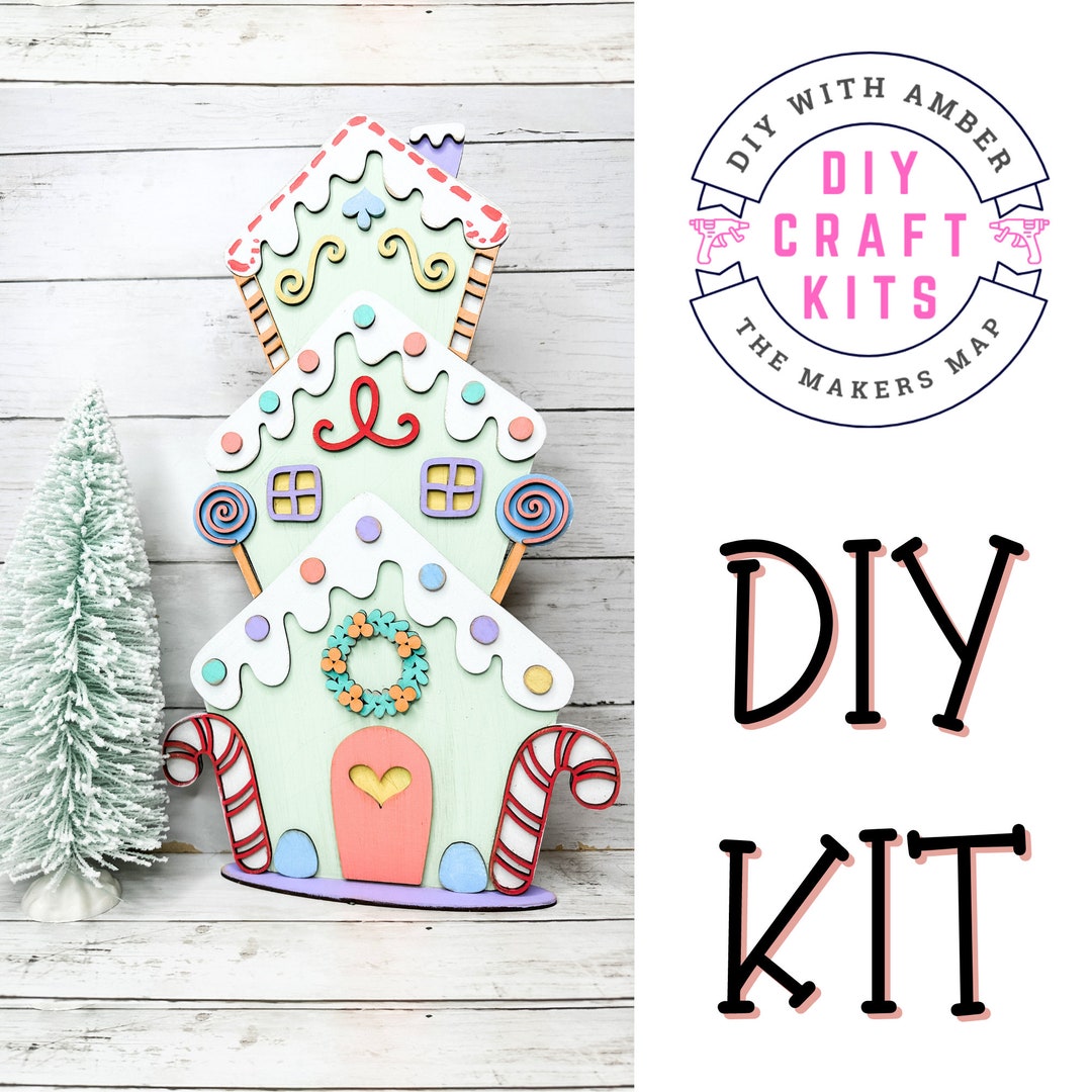 Stacked Gingerbread House Candy Land Unfinished Wood Craft DIY Kit